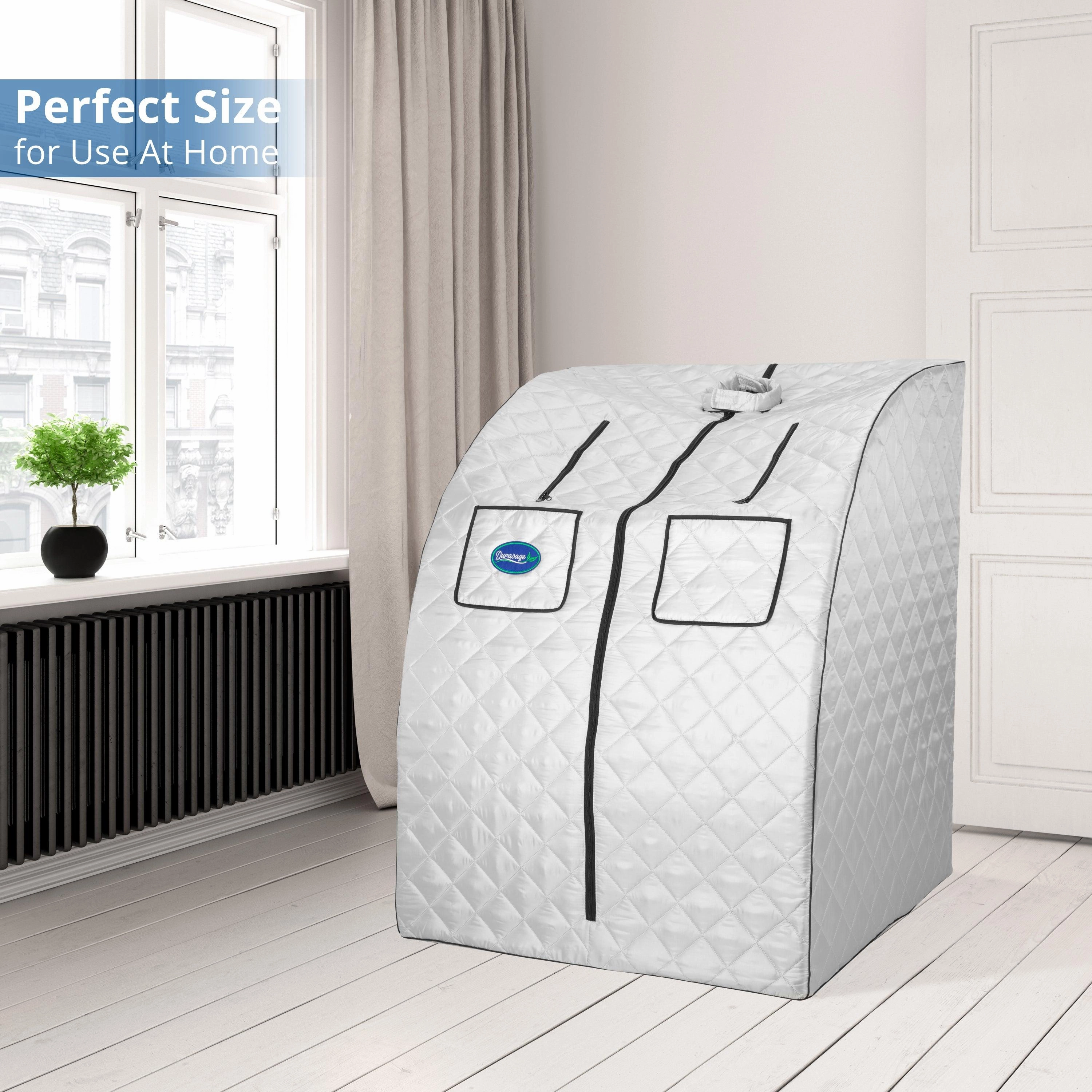Durasage Health - Oversized Portable Steam Sauna for Weight Loss. Detox & Relaxation at Home. Chair Included - Silver