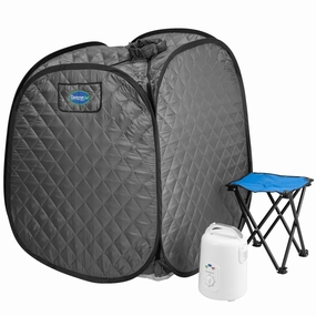 Durasage Health - Personal Foldable Steam Sauna for Weight Loss. Detox. Relaxation at Home. 60 Minute Timer. 800 Watt Steam Generator. Chair Included (Gray)