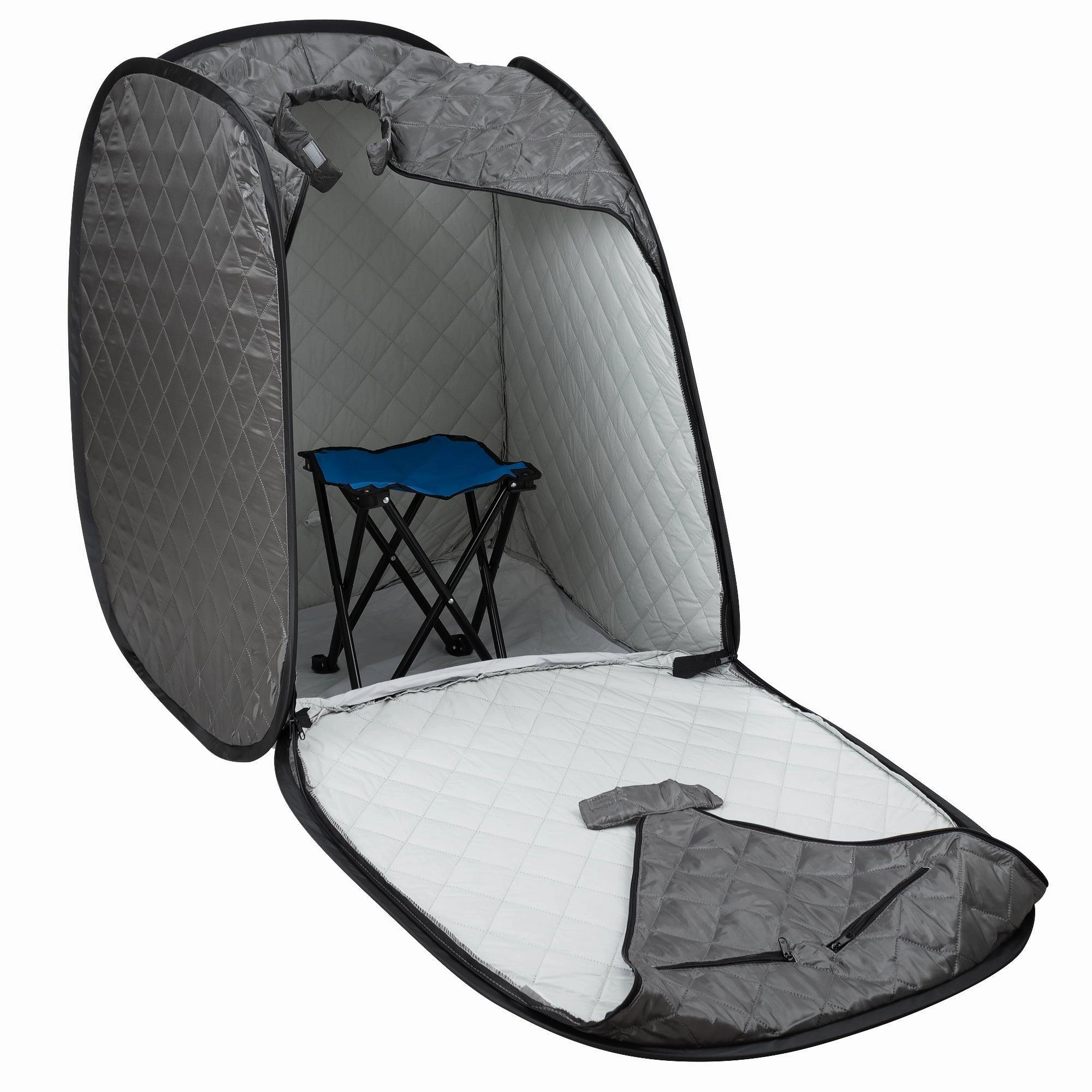 Durasage Health - Personal Foldable Steam Sauna for Weight Loss. Detox. Relaxation at Home. 60 Minute Timer. 800 Watt Steam Generator. Chair Included (Gray)