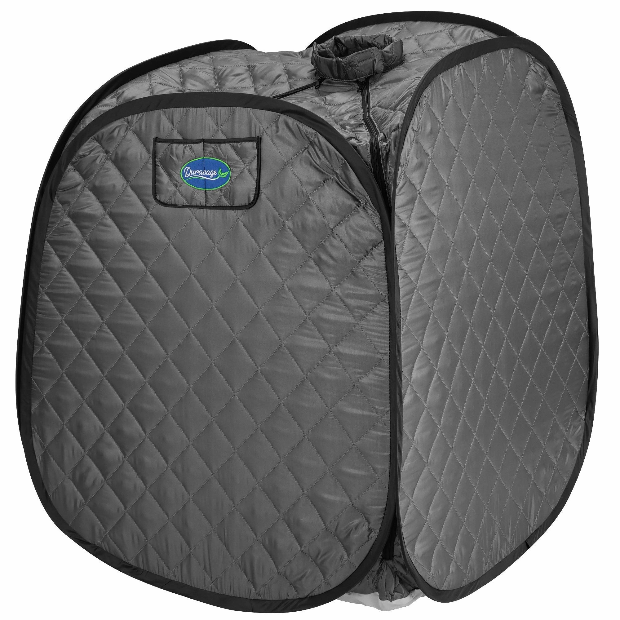 Durasage Health - Personal Foldable Steam Sauna for Weight Loss. Detox. Relaxation at Home. 60 Minute Timer. 800 Watt Steam Generator. Chair Included (Gray)