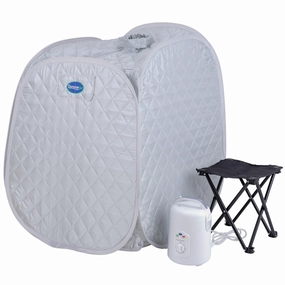 Durasage Health - Personal Foldable Steam Sauna for Weight Loss. Detox. Relaxation at Home. 60 Minute Timer. 800 Watt Steam Generator. Chair Included (Silver)