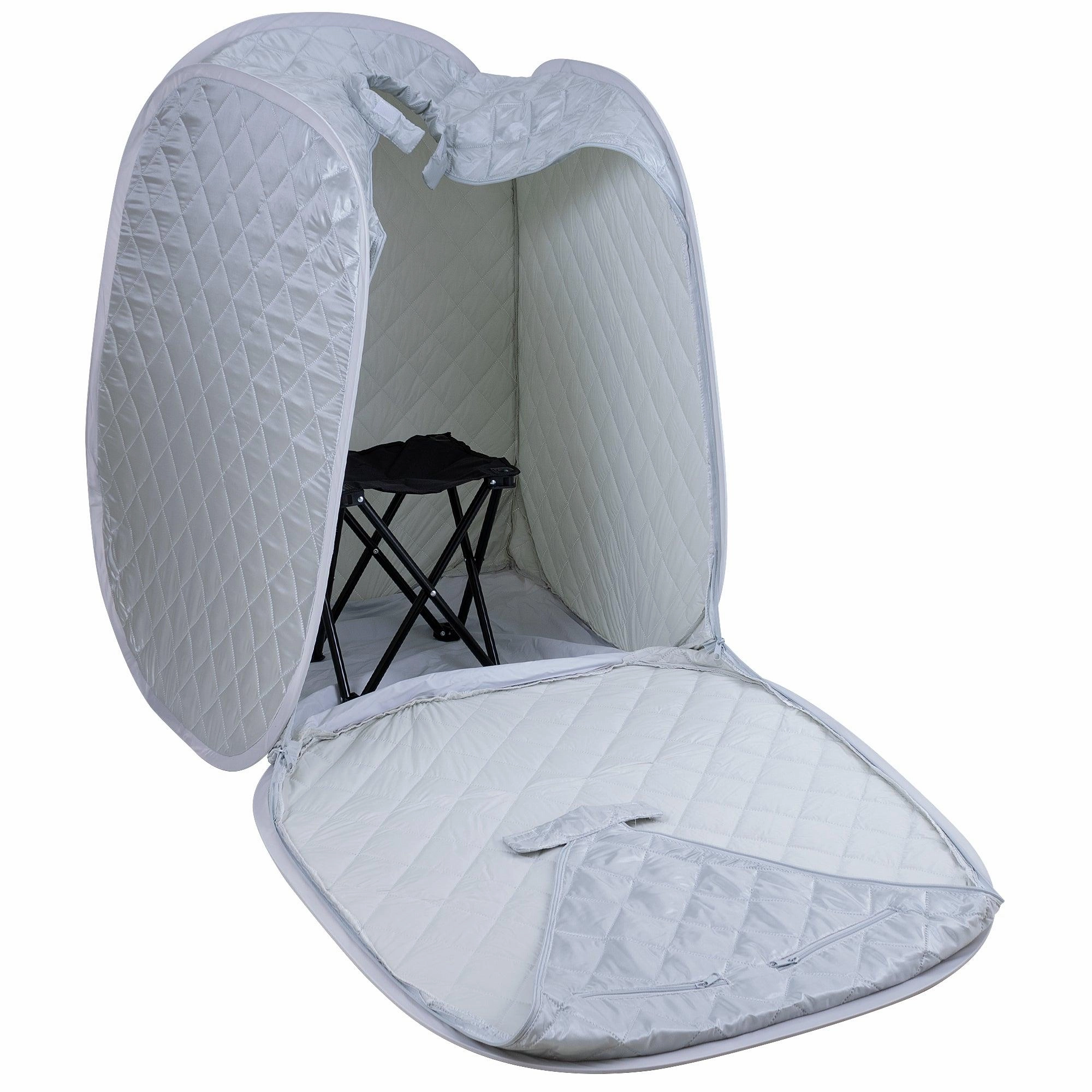 Durasage Health - Personal Foldable Steam Sauna for Weight Loss. Detox. Relaxation at Home. 60 Minute Timer. 800 Watt Steam Generator. Chair Included (Silver)