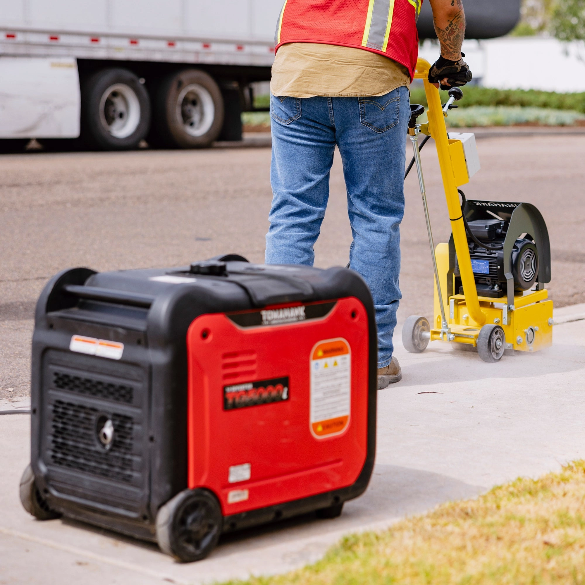 Electric 8 Concrete Scarifier Planer Grinder for Sidewalk Trip Hazard Repair. Traffic Line Removal