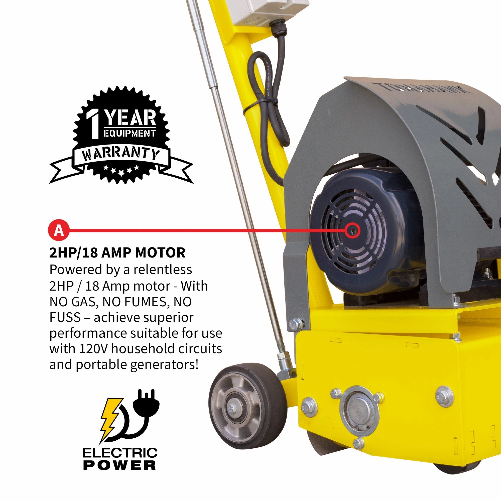 Electric 8 Concrete Scarifier Planer Grinder for Sidewalk Trip Hazard Repair. Traffic Line Removal