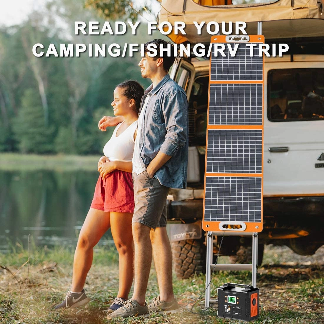 FF Flashfish 18V/100W Foldable Solar Panel for Phones. Tablets On Camping Fishing Van RV Road Trip