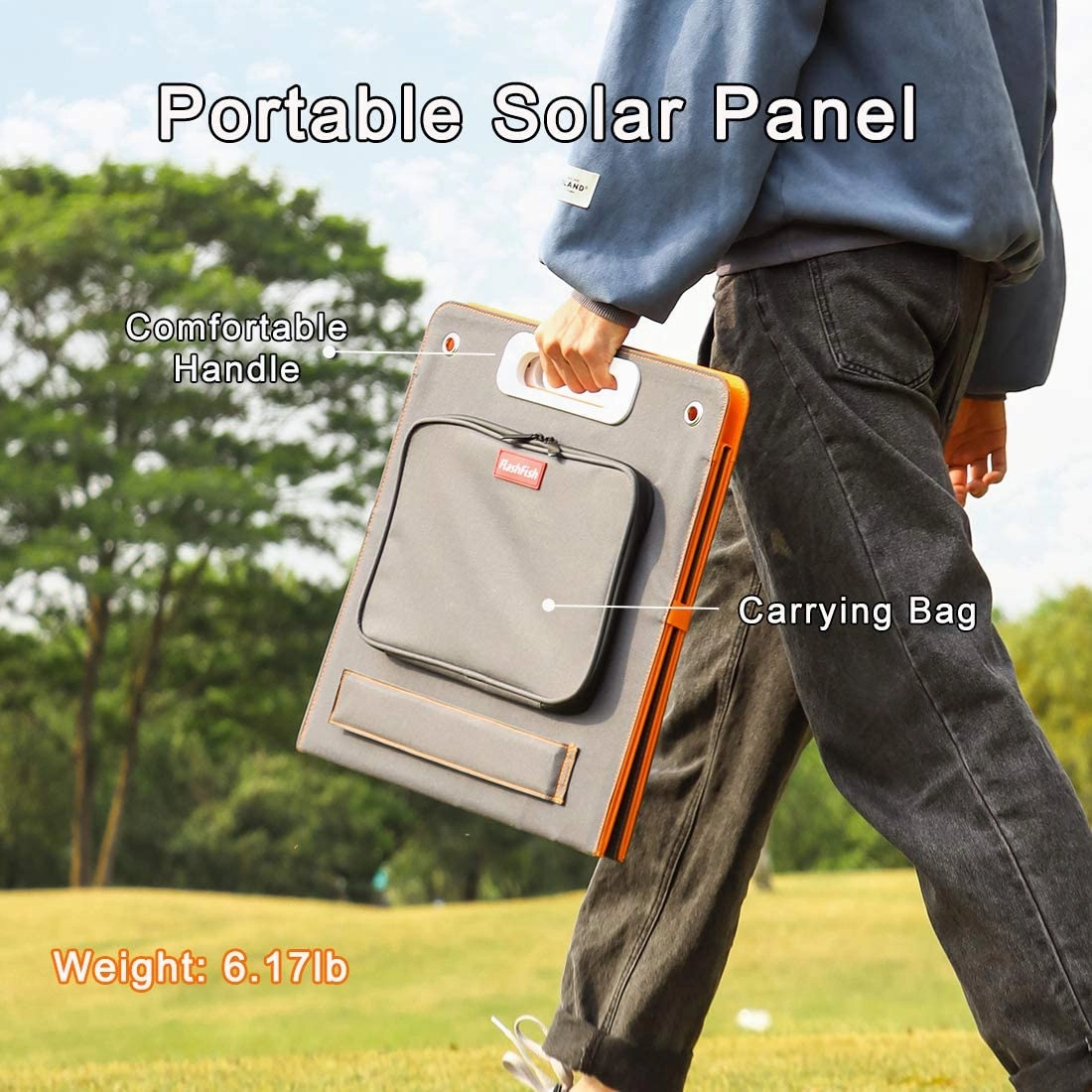 FF Flashfish 18V/100W Foldable Solar Panel for Phones. Tablets On Camping Fishing Van RV Road Trip