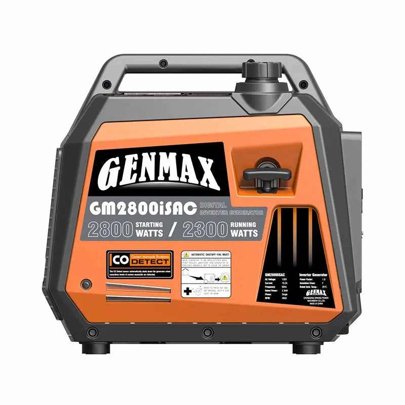 Genmax GM2800iSAC 2800W Portable Inverter Generator. ultra-quiet gas engine. with CO Sensor and Parallel Capability