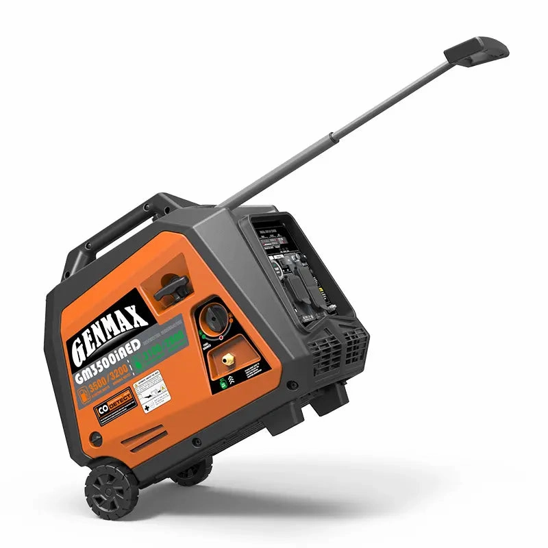 Genmax GM3500iAED Portable Inverter Generator. 3500W Super Quiet Gas or Propane Dual Fuel Portable Engine with Parallel Capability