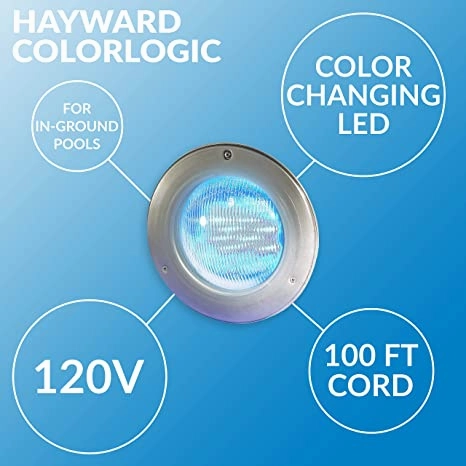 Hayward ColorLogic 4.0 LED Pool Light. 120V/100 Ft Cord Stainless Steel