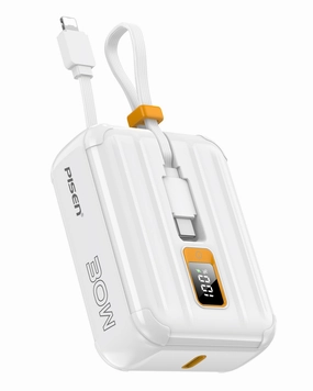 Pisen-Power Tiny 30W 10000mAh With Dual Cable Power Bank