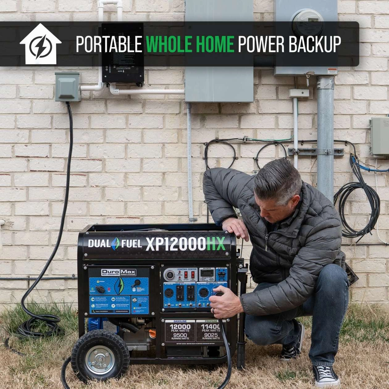 REFURB DuroMax XP12000HX 12.000 Watt 18 HP Dual Fuel Gas Propane Portable Generator (Grade A)