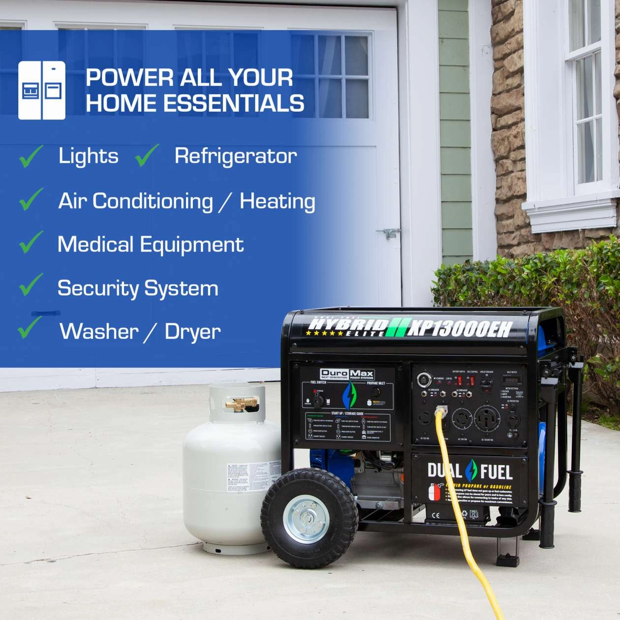 REFURB DuroMax XP13000EH 13.000 Watt Dual Fuel Hybrid Generator (Grade A)