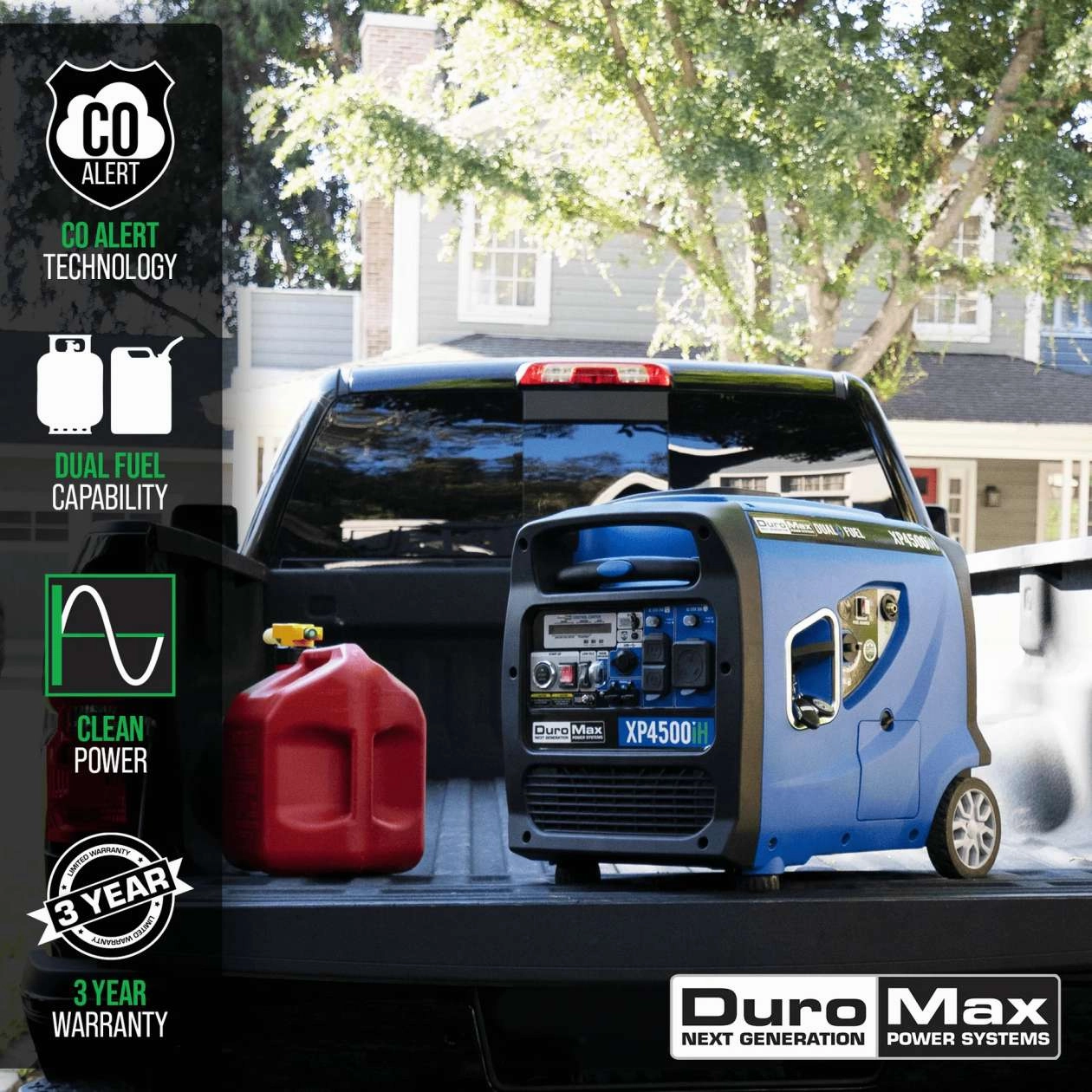 REFURB DuroMax XP4500iH 4.500 Peak Watt Dual Fuel Inverter Generator With Carbon Monoxide Detectors   UBS Ports (Grade A)