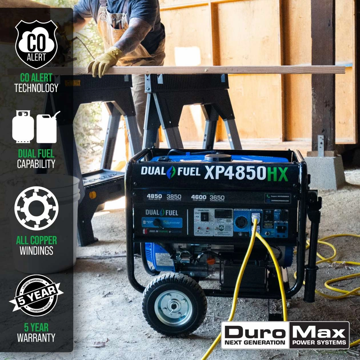 REFURB DuroMax XP4850HX 4.850 Watt 7HP Dual Fuel Portable Generator W/ CO Alert 50- State (Grade A)