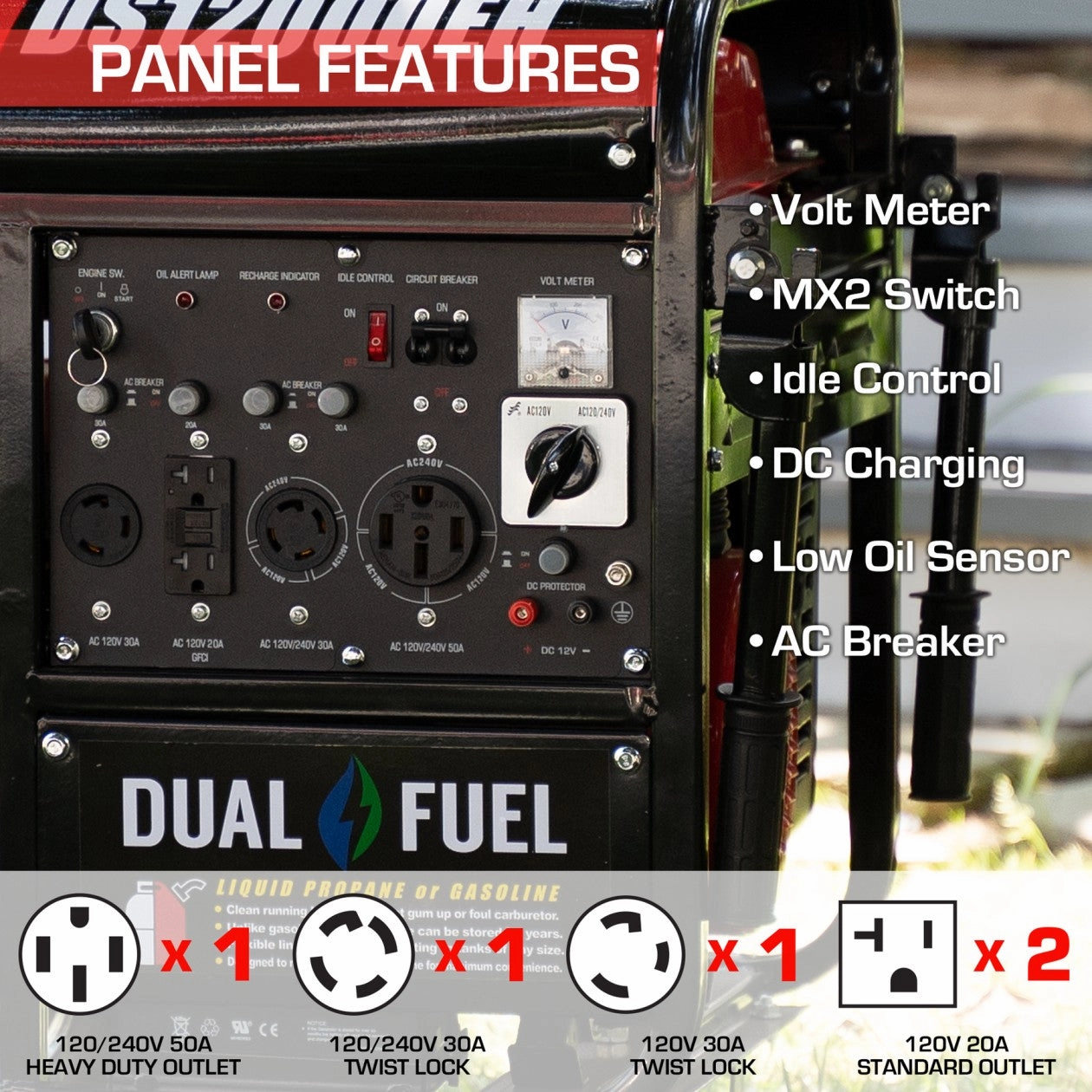 REFURB DuroStar DS12000EH 12.000 Watt Dual Fuel Hybrid Generator (Grade A)
