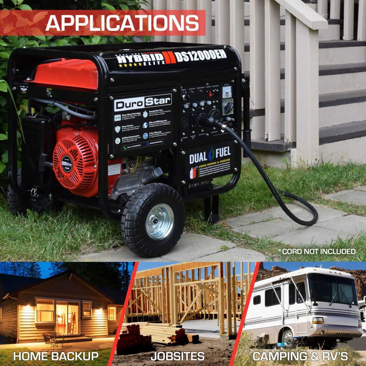 REFURB DuroStar DS12000EH 12.000 Watt Dual Fuel Hybrid Generator (Grade A)