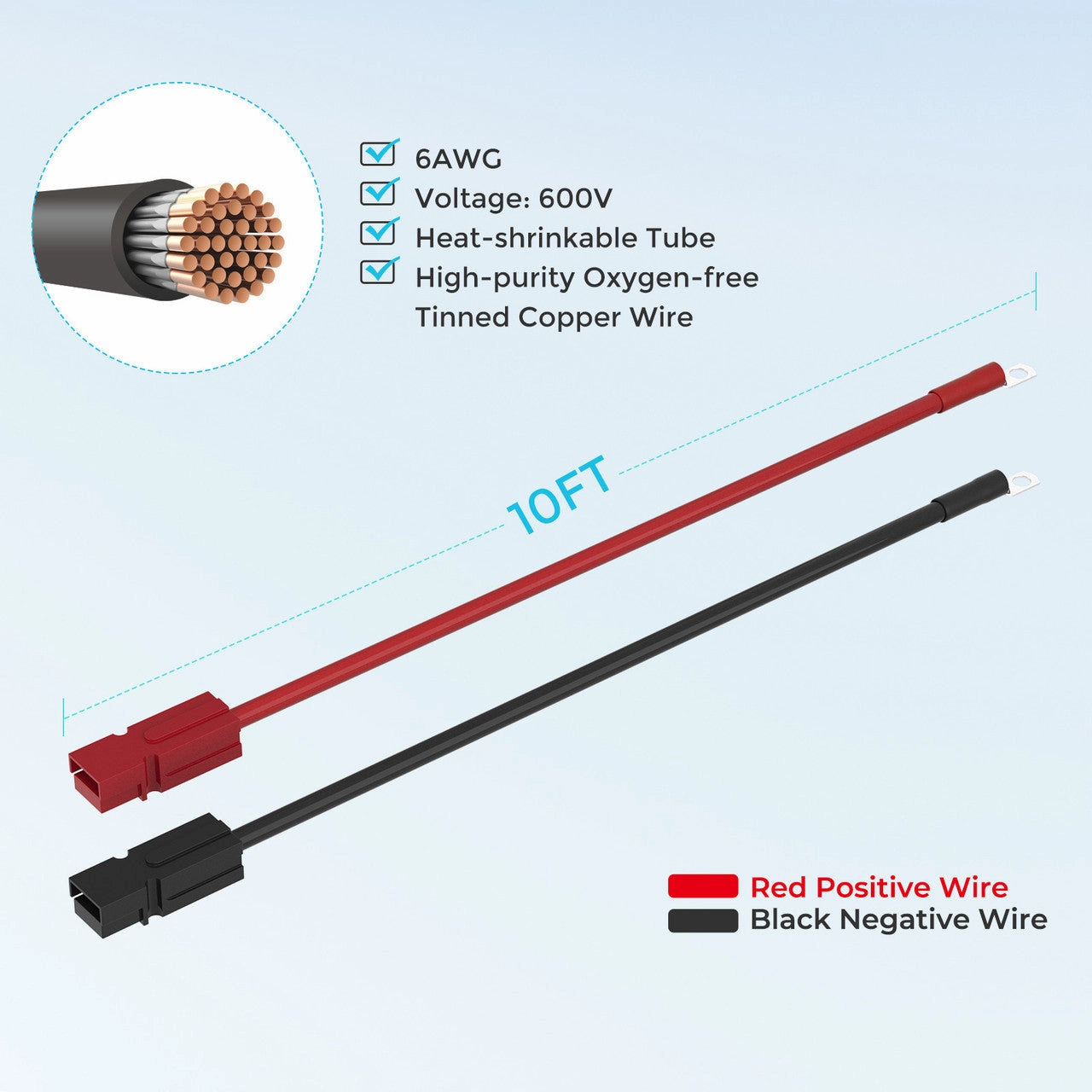 Renogy 10FT 6AWG Anderson Adapter Cable (Anderson PP75 - Ring Lug)