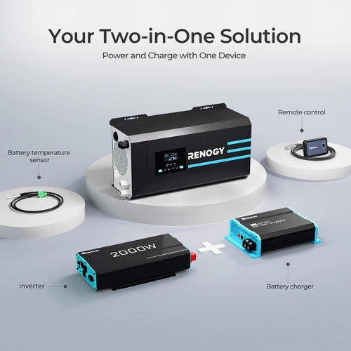 Renogy 12V 2000W Inverter charger.100~120Vac adjustable (NEW)