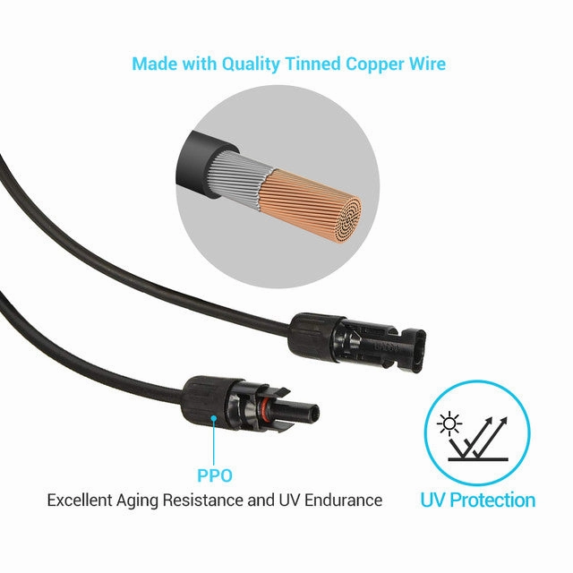 Renogy 1.5 Feet 12AWG Solar Extension Cable with MC4 Female and Male connectors