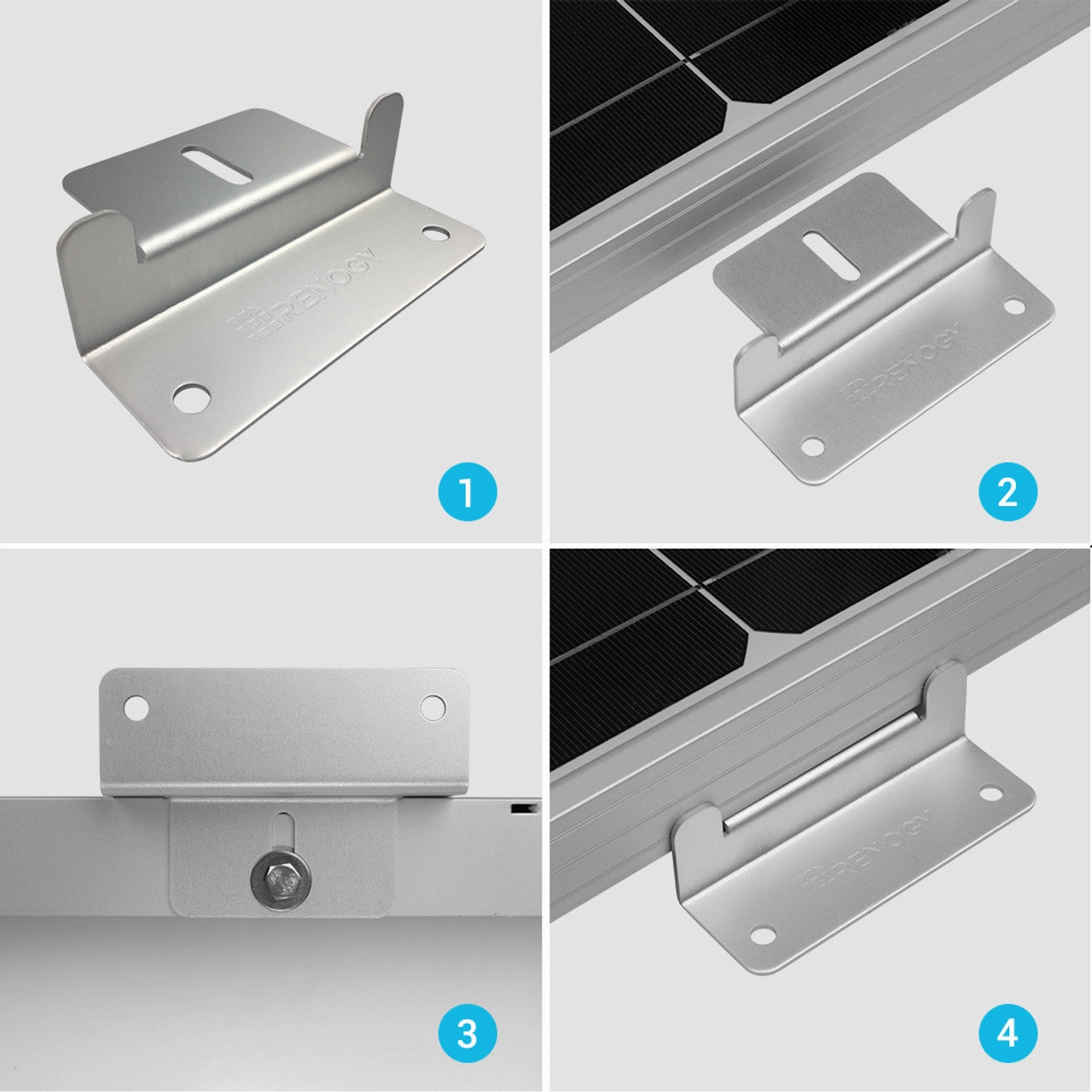 Renogy RNG-MTS-ZB - Renogy RNG-MTS-ZB Solar Panel Mounting Z Bracket Mount Supporting for RV. Roof. Boat. Set of 4 Units