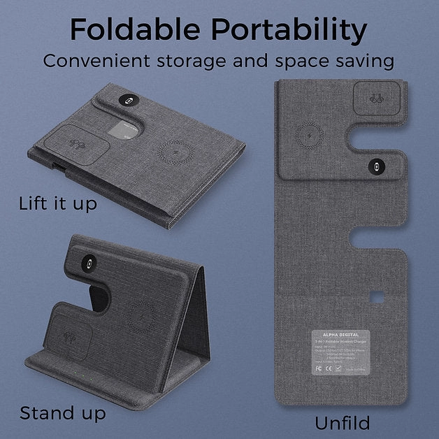 Sungale 3-IN-1 Foldable High Efficient Wireless Charger Stand