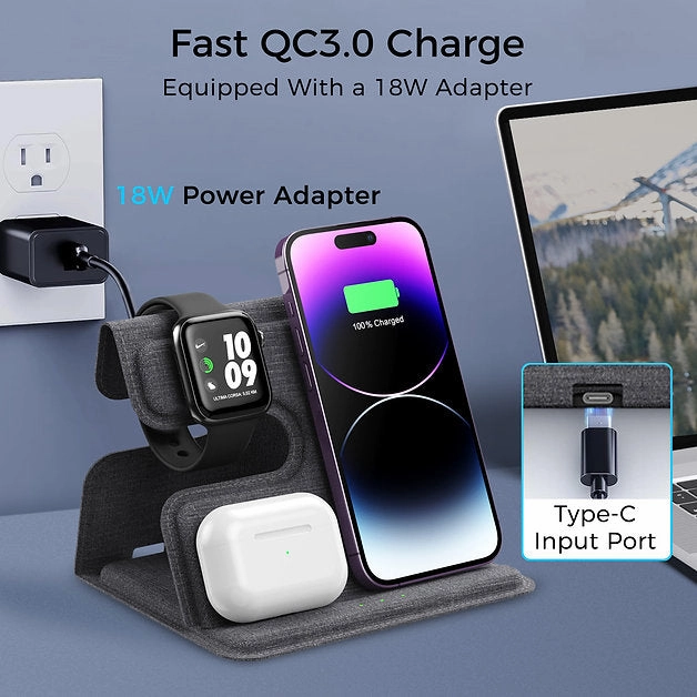 Sungale 3-IN-1 Foldable High Efficient Wireless Charger Stand