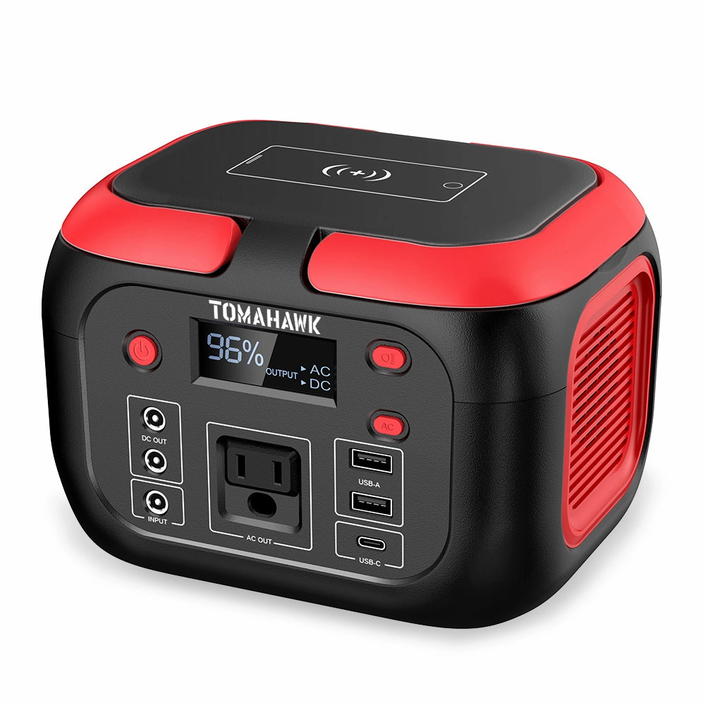 Tomahawk Portable Power Station. 155Wh 200W 4-Port Backup Lithium Battery. AC DC Outlet. 60W USB-C USB-A Pure Sine Wave Outlet. Digital. LED Light for Outdoor Camping. RV