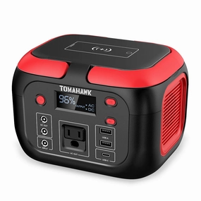 Tomahawk Portable Power Station. 155Wh 200W 4-Port Backup Lithium Battery. AC DC Outlet. 60W USB-C USB-A Pure Sine Wave Outlet. Digital. LED Light for Outdoor Camping. RV