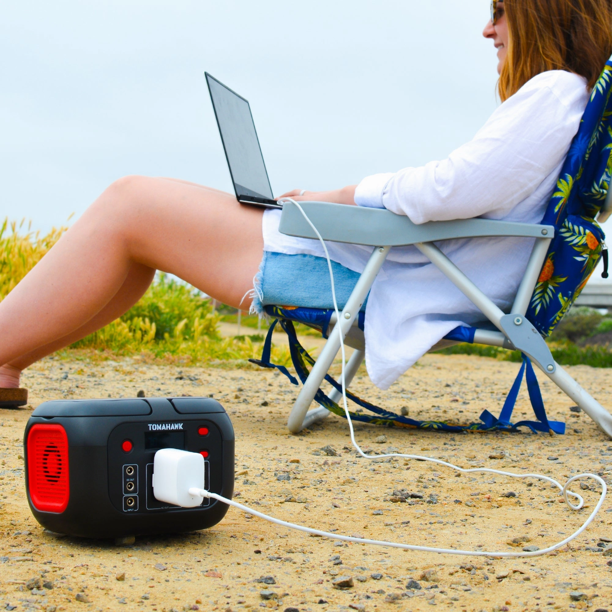 Tomahawk Portable Power Station. 155Wh 200W 4-Port Backup Lithium Battery. AC DC Outlet. 60W USB-C USB-A Pure Sine Wave Outlet. Digital. LED Light for Outdoor Camping. RV